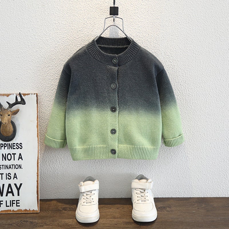 Boys' Spring Sweater Cardigan Coat Children'S Knitted Cardigan Baby Jacket Fashionable Tide - Image 1