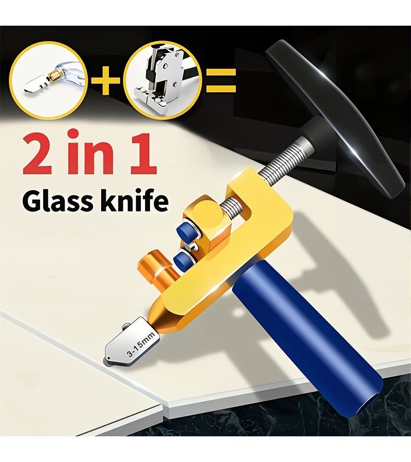 Glass And Tile Cutter 2 In 1 One Set Precision Cutting Tool Durable Metal Alloy Blade For Diy And Pro Projects - Image 4