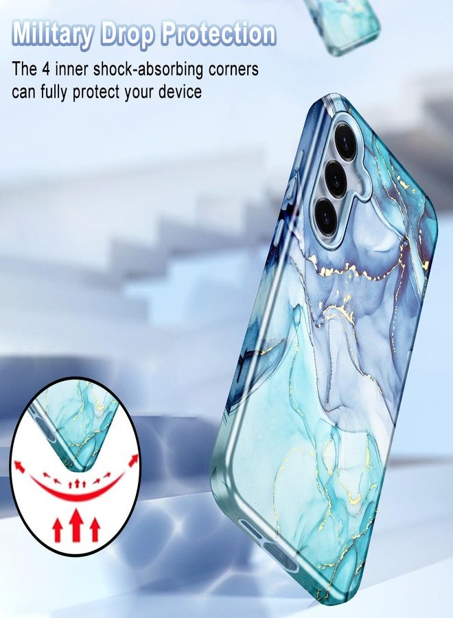 Avocase Compatible with Samsung Galaxy S25 FE Case, Marble Pattern 3 in 1 Heavy Duty Shockproof Full Body Hard PC+Soft Silicone Drop Protective Women Girls Case for Galaxy S25 FE (2025), Blue Cyan - Image 5
