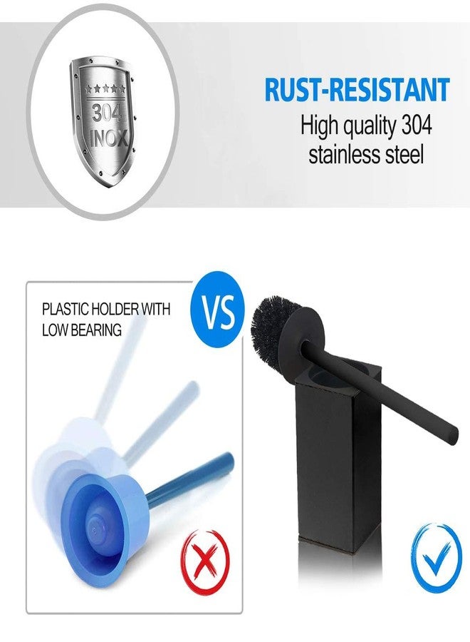 BGL Toilet Brush Holder Stainless Steel 304 Standing Black Square Toilet Brush Holder for Bathroom Storage and Organization (Black) - Image 2