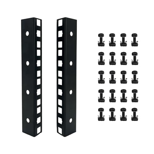 FMUSER 4U Rack Rails with M6 Rack Mount Screws and Cage Nuts Set for DIY Server and Network Switch Racks - Image 1