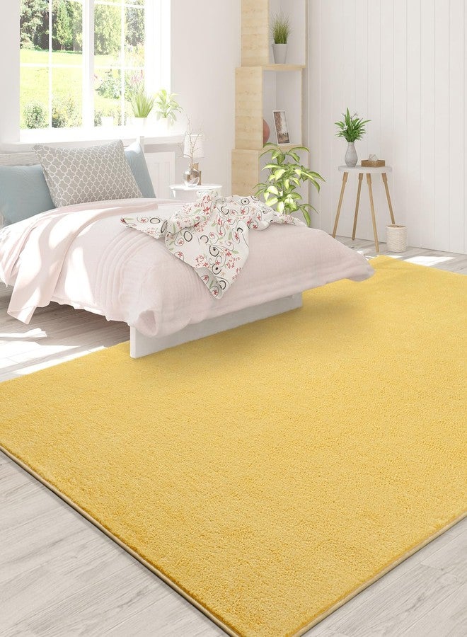 FlyDOIT Area Rugs for Bedroom Living Room, 5x8 Yellow Super Soft Comfy Thickened Memory-Foam Indoor Carpets, Modern Aesthetic Minimalist Carpet for Boys Girls Adults Apartment Nursery Home Décor - Image 4