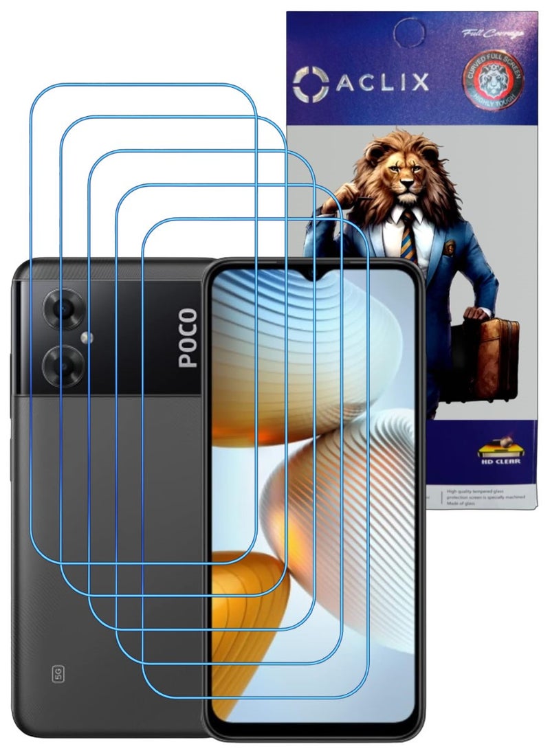 ACLIX 5 Pieces Antistatic ESD Dustproof Premium Quality High Definition Clear Tempered Glass Screen Protector Designed For Xiaomi Poco M4 5G - Image 1