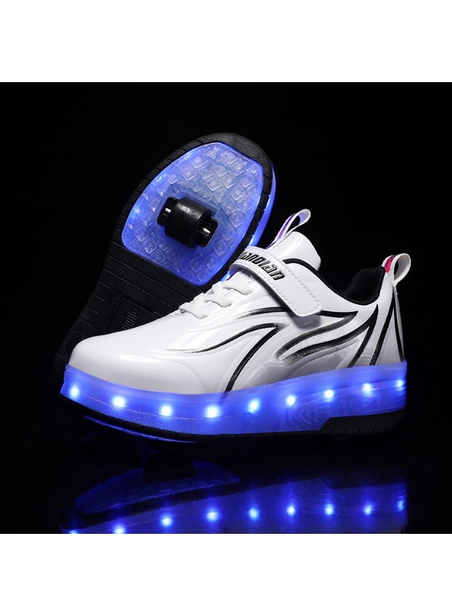 Children's Rechargeable LED Light Up Double Wheel Skates