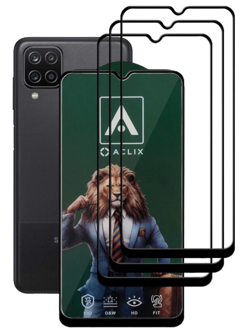 ACLIX 3 Pieces Antistatic ESD Dustproof Premium Quality High Definition Tempered Glass Screen Protector Designed For Samsung Galaxy A12 - Image 1