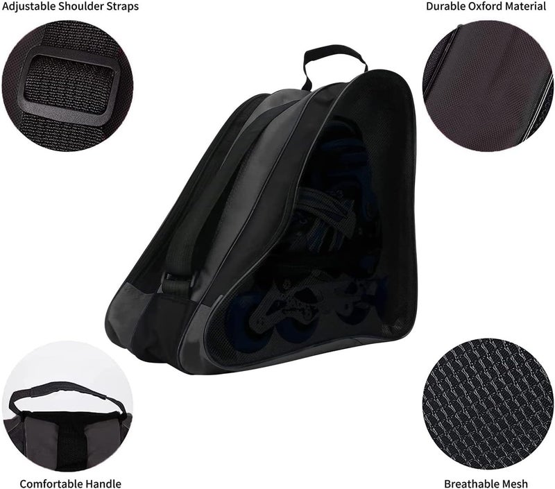 woobles Roller Skate Bag, Breathable Ice Skate Bag with Adjustable Shoulder Strap Oxford Cloth Skating Shoes Storage Bag Triangular Roller Skate Bag for Women Men Kid Adults - Image 3
