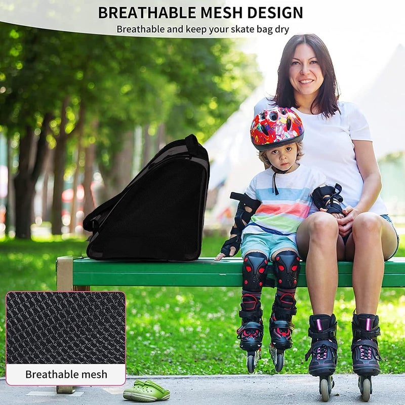 woobles Roller Skate Bag, Breathable Ice Skate Bag with Adjustable Shoulder Strap Oxford Cloth Skating Shoes Storage Bag Triangular Roller Skate Bag for Women Men Kid Adults - Image 4