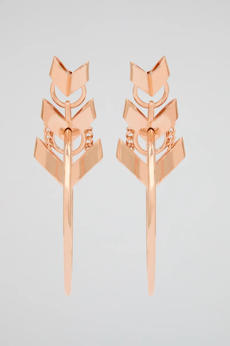 roberto cavalli Roberto Cavalli Rose Gold Geometric Hoop Earrings