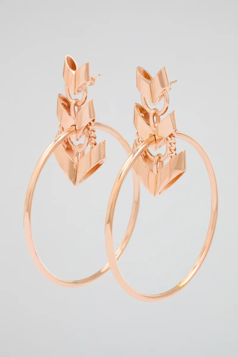 roberto cavalli Roberto Cavalli Rose Gold Geometric Hoop Earrings