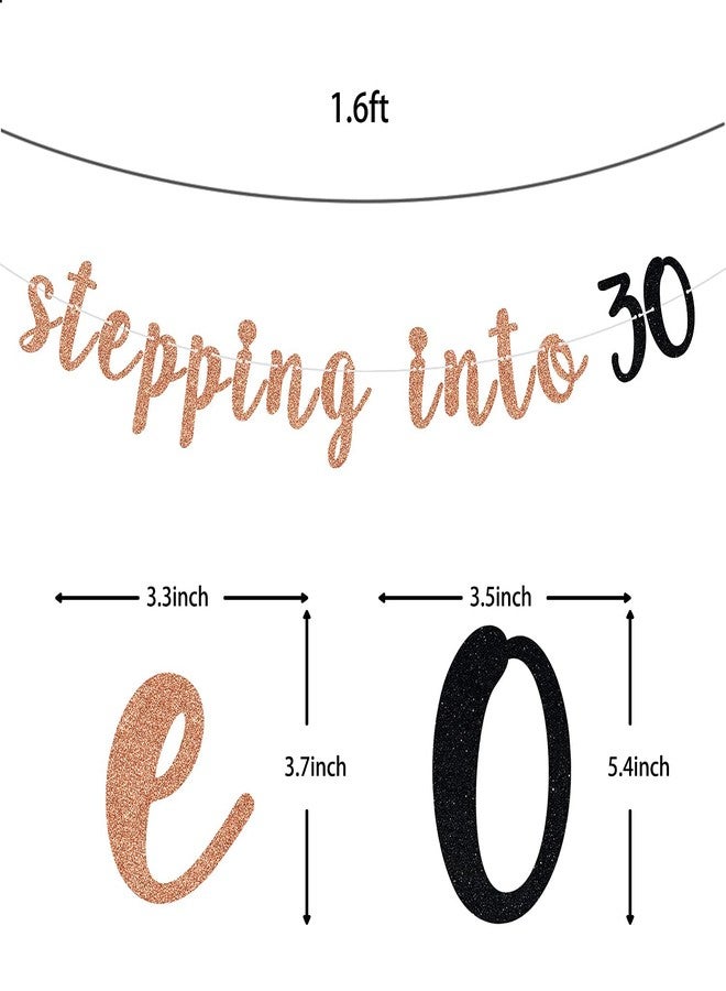 فيستيكو لافتة "Festiko®Glitter Stepping into 30" - لافتة زينة عيد الميلاد الثلاثين - هدية عيد الميلاد الثلاثين - تهانينا على مرور 30 عامًا - مستلزمات تزيين حفلات عيد الميلاد الثلاثين - Image 2