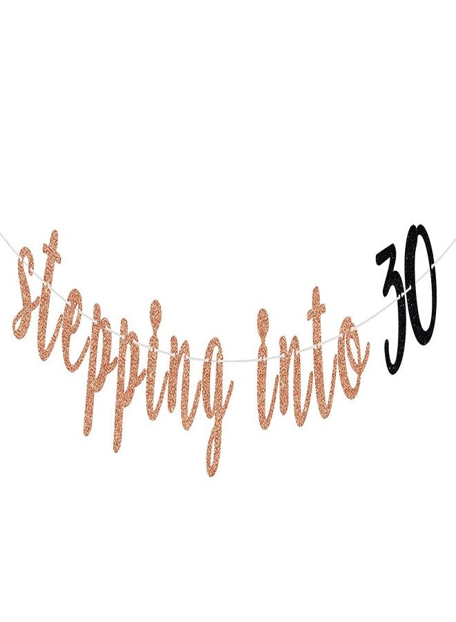 فيستيكو لافتة "Festiko®Glitter Stepping into 30" - لافتة زينة عيد الميلاد الثلاثين - هدية عيد الميلاد الثلاثين - تهانينا على مرور 30 عامًا - مستلزمات تزيين حفلات عيد الميلاد الثلاثين - Image 1
