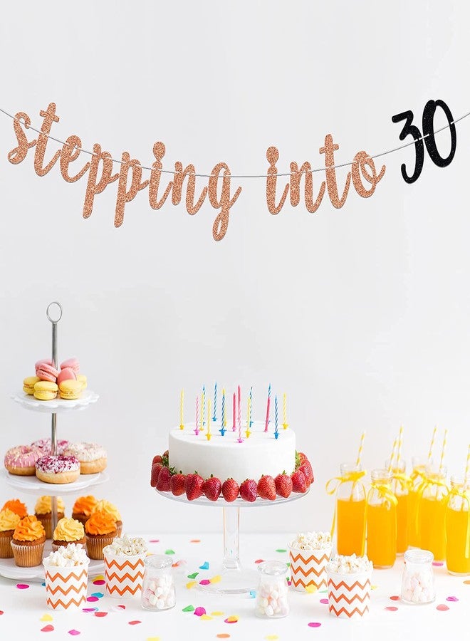 فيستيكو لافتة "Festiko®Glitter Stepping into 30" - لافتة زينة عيد الميلاد الثلاثين - هدية عيد الميلاد الثلاثين - تهانينا على مرور 30 عامًا - مستلزمات تزيين حفلات عيد الميلاد الثلاثين - Image 5
