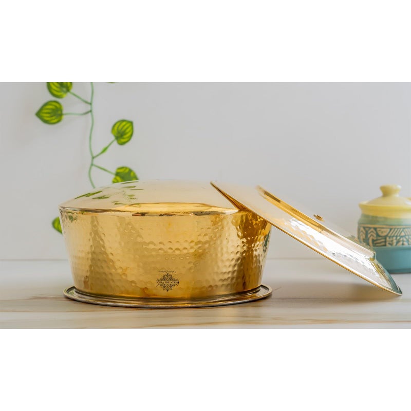 INDIAN ART VILLA وعاء نحاسي مطروق من الهند آرت فيلا مع غطاء و بطانة من القصدير - 2000 مل، أدوات طهي تقليدية للبرياني، الكاري، والوصفات الهندية، مثالي للمنزل، المطاعم، والطهي الاحتفالي - Image 5