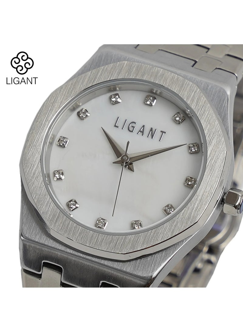 LIGANT Luxury Women's Stainless Steel Watch in Silver - Elegant Modern Design - Rust Resistant Wristwatch for Events & Daily Wear - Image 2
