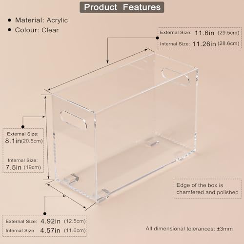 XOHYW Crystal Clear Acrylic Magazine Holder,Space Saving Magazine Rack, Book Basket, Storage Organizer Bin for Living Room, Bathroom, Home Office, Newspapers - Image 2