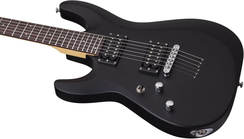 Schecter 433 C-6 Deluxe Left Handed Solid-Body Electric Guitar, Satin Black - Image 4
