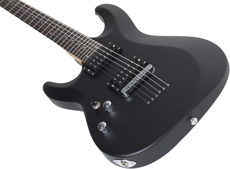 Schecter 433 C-6 Deluxe Left Handed Solid-Body Electric Guitar, Satin Black - Image 5