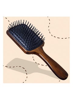 Scarlet Line Professional Maple Wood Anti Static Large Paddle Hair Styling Salon Brush With Curved Wooden Handle For Men N Women_Brown  - Image 1