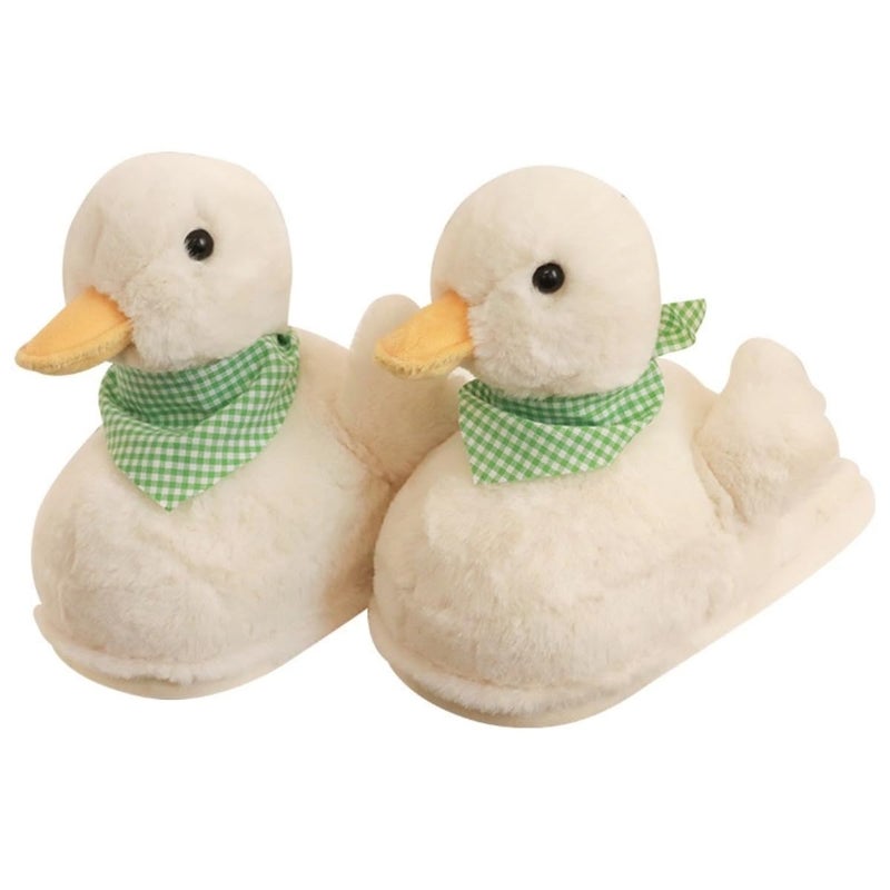 VTTDB Duck Slippers Women Fuzzy Animal Plush Winter Indoor House Slides Warm Fluffy Slipper(5.5-6.5,White,Female,adult,Adult,Medium,Women,Numeric Range,5.5,China,6.5) - Image 1