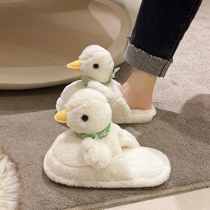 VTTDB Duck Slippers Women Fuzzy Animal Plush Winter Indoor House Slides Warm Fluffy Slipper(5.5-6.5,White,Female,adult,Adult,Medium,Women,Numeric Range,5.5,China,6.5) - Image 4