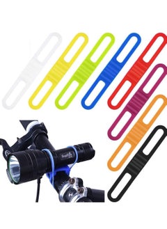 16PCS MTB Bicycle Silicone Band Bike Flashlight Holder strap, Universal Flash Light Phone, Led Rubber Elastic Strips Handle Lock blocks, Bandage Clip Belt Ribbon Mount