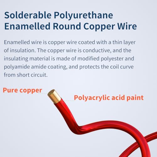 BNTECHGO 26 AWG Magnet Wire - Enameled Copper Wire - Enameled Magnet Winding Wire - 4 oz - 0.0157" Diameter 1 Spool Coil Red Temperature Rating 155℃ Widely Used for Transformers Inductors - Image 3