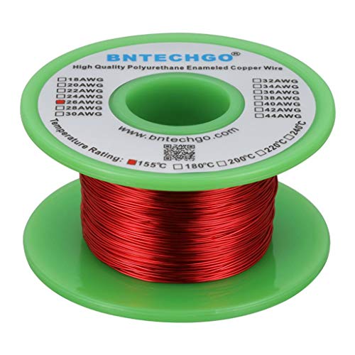 BNTECHGO 26 AWG Magnet Wire - Enameled Copper Wire - Enameled Magnet Winding Wire - 4 oz - 0.0157" Diameter 1 Spool Coil Red Temperature Rating 155℃ Widely Used for Transformers Inductors - Image 1