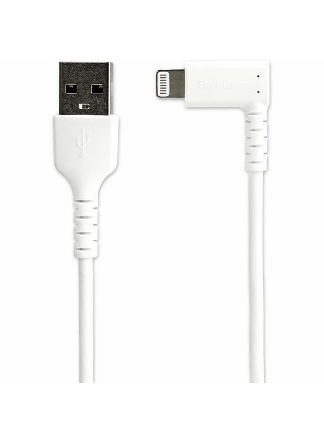 Startech.com 2m USB A to Lightning Cable - Durable 90 Degree Right Angled White USB Type A to Lightning Connector Sync & Charger Cord w/Aramid Fiber Apple MFI Certified iPad iPhone 11 (RUSBLTMM2MWR)  - Image 2