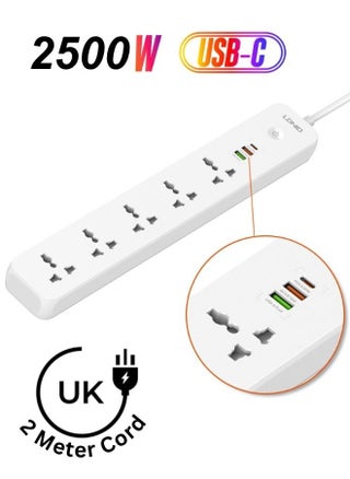 Universal  Power Extension strip with 5 Outlet and 38W usb and 20W type c USB Out Put Power extension socket With 2M Power Cord - pzsku/Z151D2B1D0C57871293D6Z/45/1750318708/fb025950-b680-48ea-9dd9-e142b66ed92e