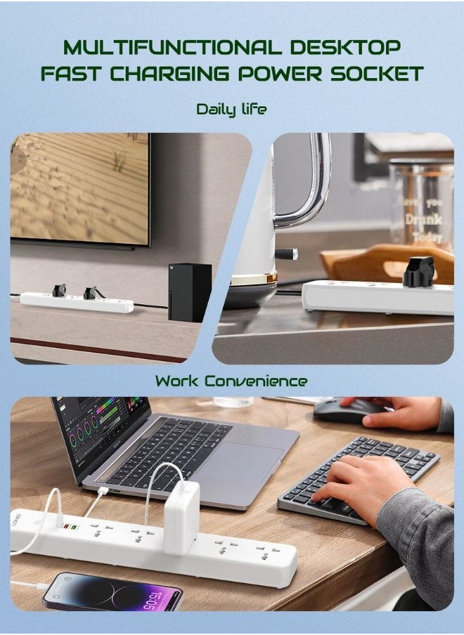LDNIO شريط تمديد طاقة عالمي بخمسة منافذ مع مقبس تمديد طاقة USB وType C مع سلك طاقة بطول 2 متر  - Image 5