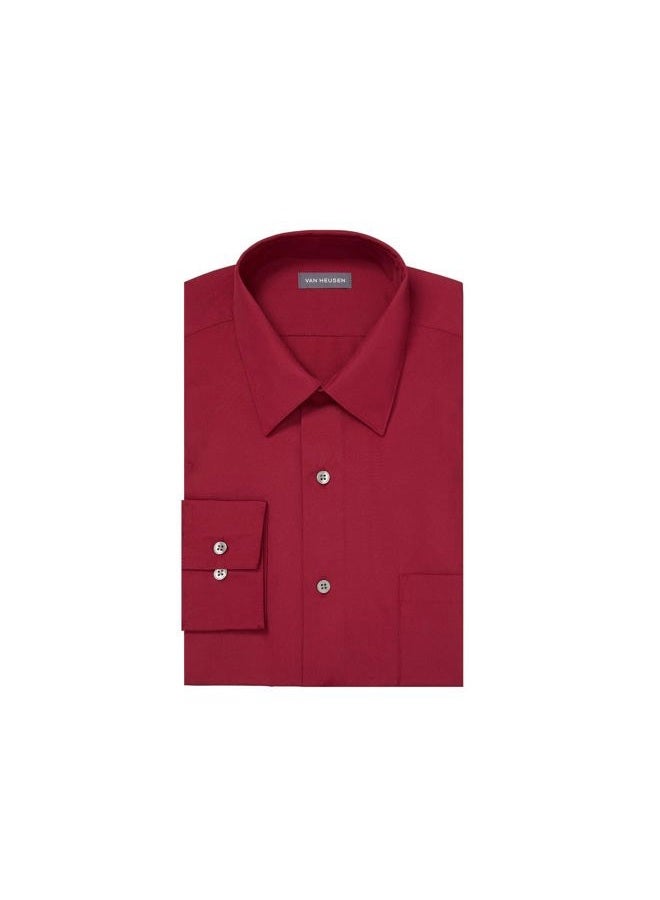 Van Heusen قميص رجال بوبلين ضيق بياقة مدببة بلون ماغنتا، مقاس 15.5" للرقبة و32"-33" للكم (م) - Image 3