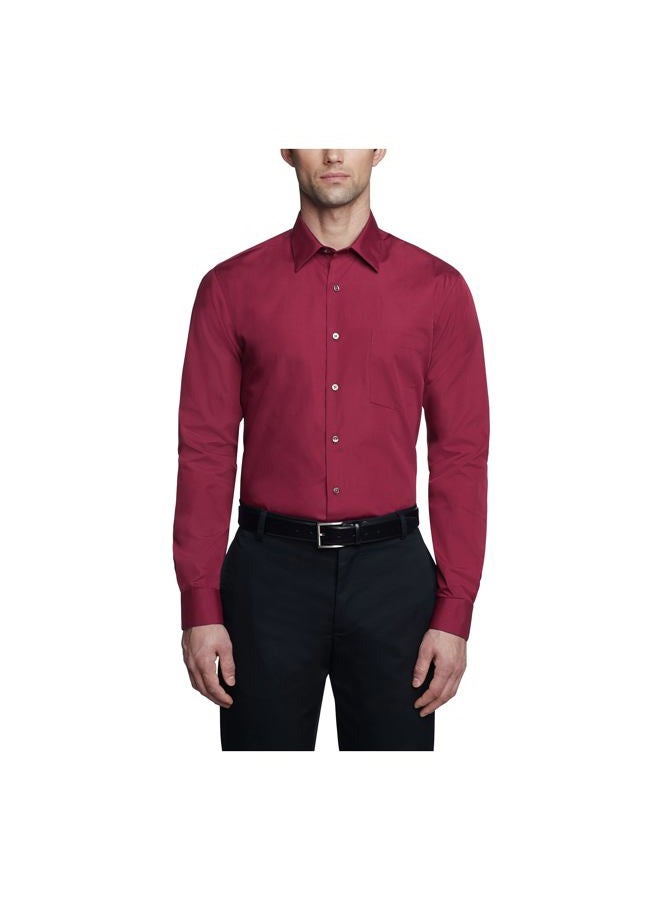 Van Heusen قميص رجال بوبلين ضيق بياقة مدببة بلون ماغنتا، مقاس 15.5" للرقبة و32"-33" للكم (م) - Image 1