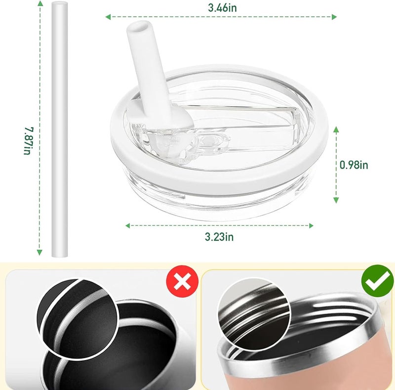 Bnoname 2 Pack 30 oz Tumbler Flip Straw Lid Replacement Compatible for Stanley Quencher, Leak Proof Lid Replacement for 30 OZ Stanley H2.0 FlowState Tumbler,Spill Proof Splash Reusable (White) - Image 2