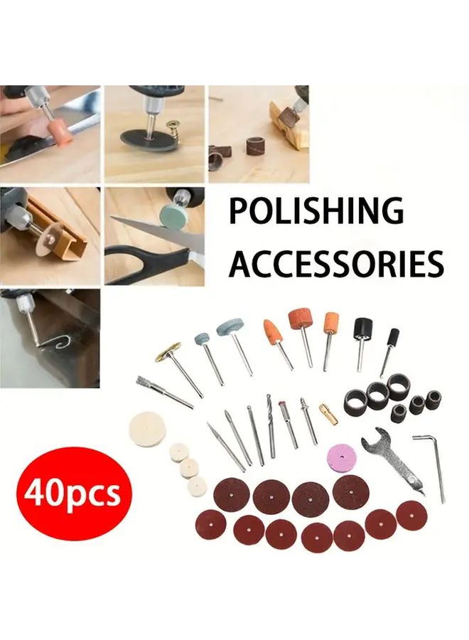 40pcs Polishing Kits Rotary Tool Accessories Set Flexible Shaft Grinding Heads for Wood Metal Stone Plastic - Image 1