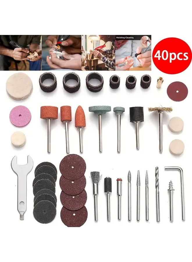 40pcs Polishing Kits Rotary Tool Accessories Set Flexible Shaft Grinding Heads for Wood Metal Stone Plastic - Image 3