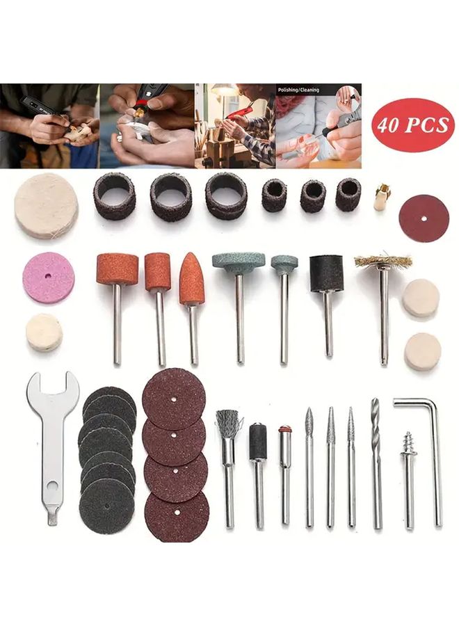 40pcs Polishing Kits Rotary Tool Accessories Set Flexible Shaft Grinding Heads for Wood Metal Stone Plastic - Image 4