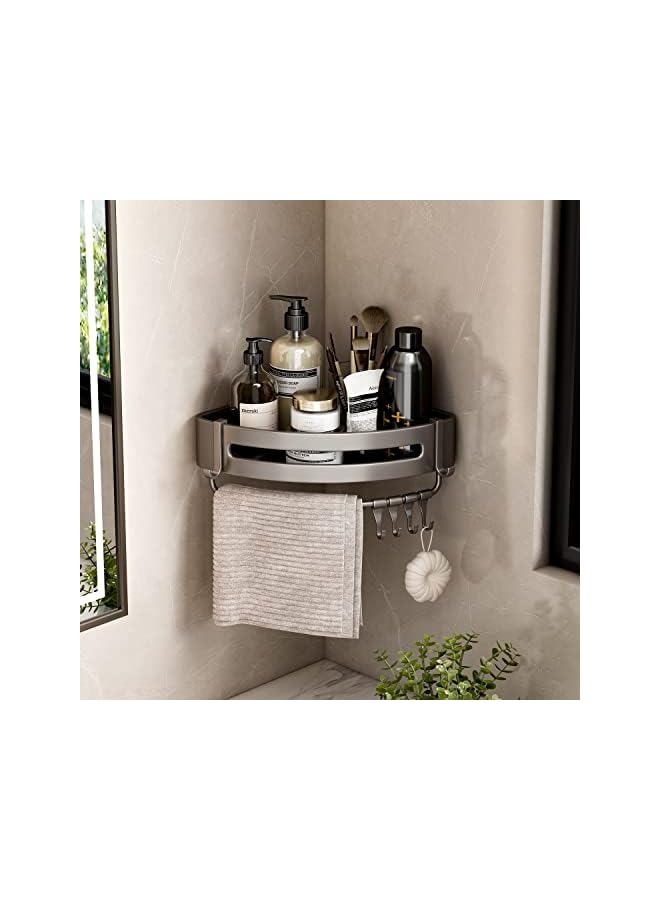 vesus Pack Bathroom Shower Shelves with 8 Hooks &Towel Bar, Corner Shower Caddy Shelf Organizer Rack, Rustproof Bathroom Shower Storage Baskets, Wall Organization Storage Shelves for Bathroom Kitchen Dorm  - Image 2
