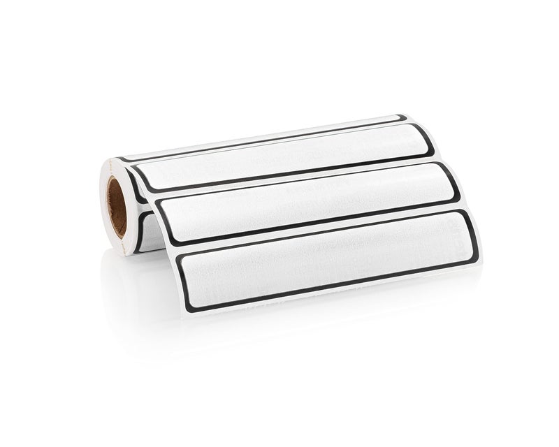 Carstens Adhesive Sticker Labels, 5 3/8” x 1”, Binder Labels for 1” Ring Binder Spines, White, Roll of 200 - Image 1