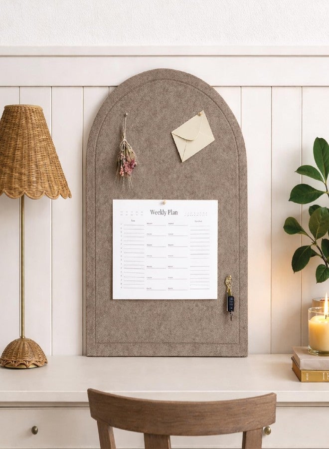 Orelle Arch Felt Bulletin Board | Foldable Peel and Stick Felt Board for Wall | Alternative Cork Board for Office, Vision Board, Kids Art Display | Arched Wall Decor | 23 x 31”| Mocha - Image 2