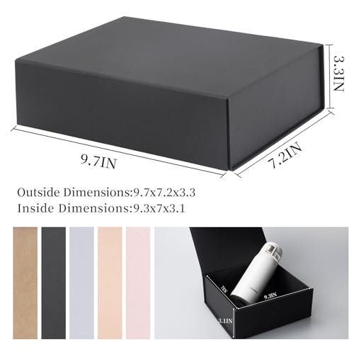 Rsgift 5 Pack of Gift Box,9.7x7.2x3.3 Inches Gift Boxes with Lids,Black Gift Box for Valentines Day,Magnetic Closure Gift Boxes for Presents,Birthday Christmas,Thanksgiving Day - Image 2