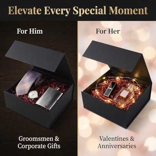 Rsgift 5 Pack of Gift Box,9.7x7.2x3.3 Inches Gift Boxes with Lids,Black Gift Box for Valentines Day,Magnetic Closure Gift Boxes for Presents,Birthday Christmas,Thanksgiving Day - Image 3