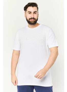 Men Crew Neck Short Sleeves Brand Logo T-Shirt, White