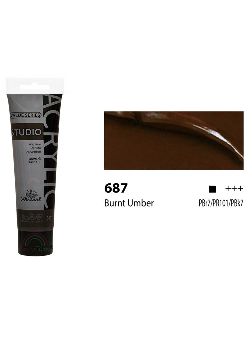 فينيكس لون أكريليك 100 مل (بني محروق 687)