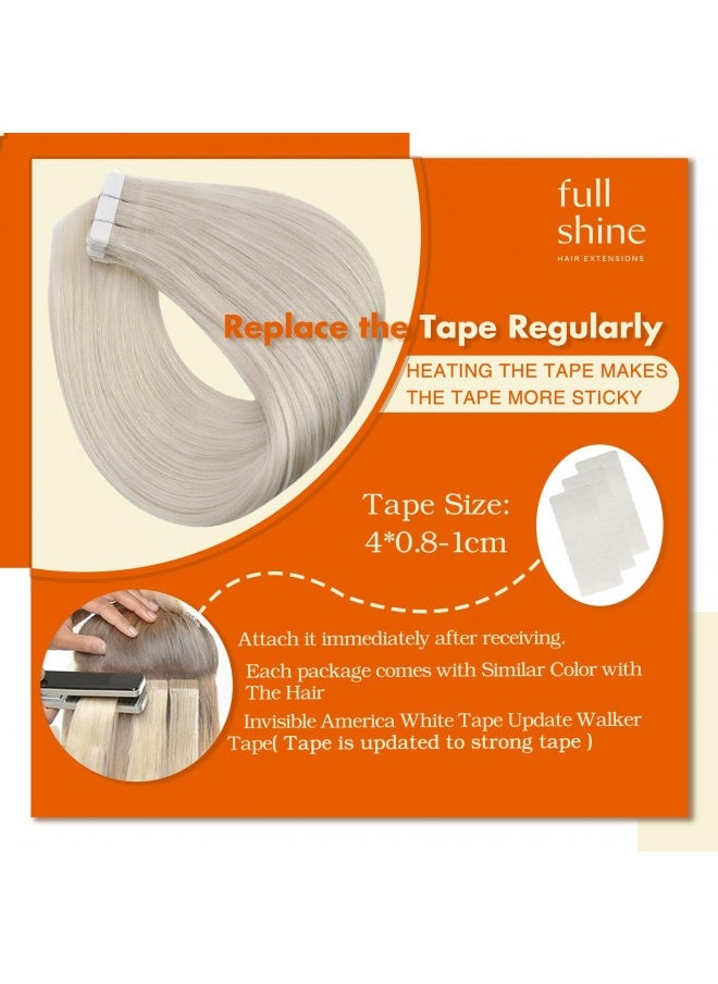 Full Shine Full Shine Tape In Hair Extensions Premium Quality Real Human Hair Extensions Double Sided Straight Hair Color 1000 Blonde Glue in Hair 20 Inch 50 Grams 20Pcs  - Image 2