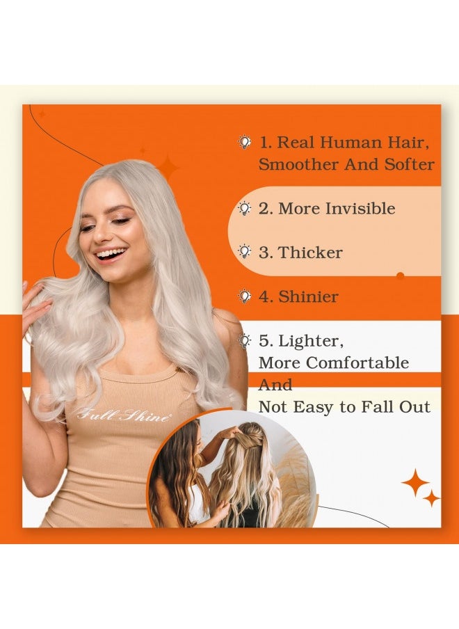 Full Shine Full Shine Tape In Hair Extensions Premium Quality Real Human Hair Extensions Double Sided Straight Hair Color 1000 Blonde Glue in Hair 20 Inch 50 Grams 20Pcs  - Image 1