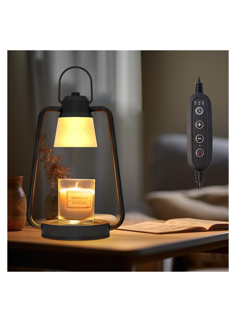 Luckam مصباح تسخين الشموع، مصباح شمعة كهربائي مع مؤقت وقابل للتعتيم، ضوء معدني كهربائي علوي لتسخين الشموع العطرية الكبيرة والصغيرة، أسود - Image 1