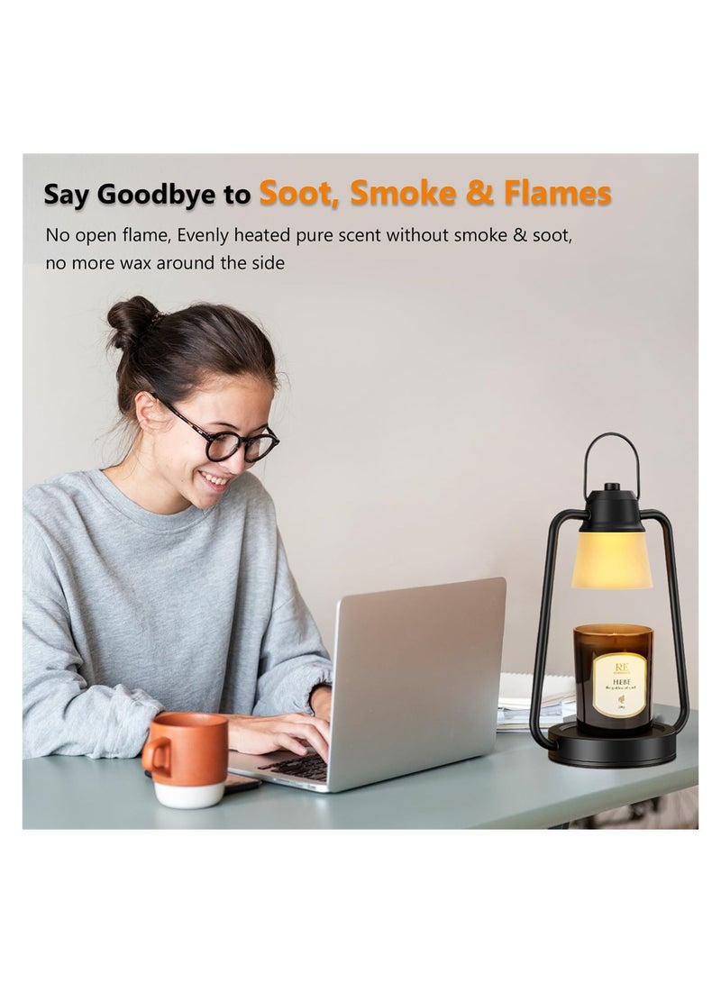 Luckam مصباح تسخين الشموع، مصباح شمعة كهربائي مع مؤقت وقابل للتعتيم، ضوء معدني كهربائي علوي لتسخين الشموع العطرية الكبيرة والصغيرة، أسود - Image 4