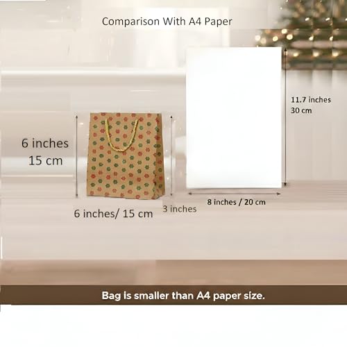 ekysa dekor 180 GSM Hard Brown Reusable Mix Print Craft Paper Gift Bags with Handles for Parties, Festivals, Paper Party Favor Bags for Kid’s Birthday, Baby Shower, Wedding, Holiday Party [White, 6X6X3 Inch, Pack Of 5, Assorted Prints] - Image 2
