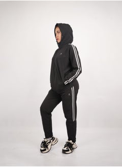 Abitos Women’s Black Long Sleeve Sportswear Jacket – Athletic Fit Training Jacket with Hoodie  - Image 2