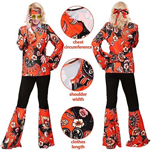 Jiuguva 17pcs 60s 70s Outfits for Women Hippie Costume Set Disco Outfit (Retro Style,X-Large) - Image 4